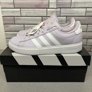 New Adidas VL Court 2.0 Cloudfoam comfort Purple /white size 7.5